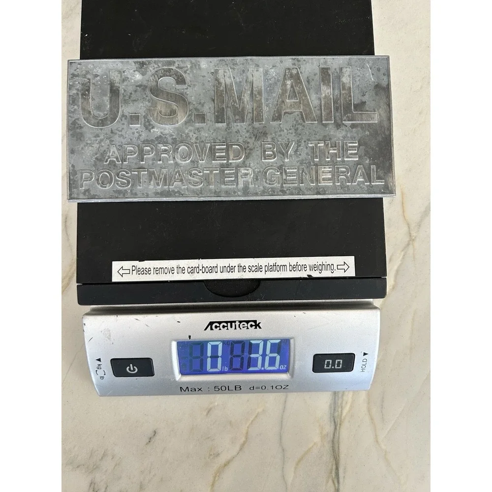 Vintage U.S. Mail Approved by Postmaster General Metal Plaque Sign USPS Mailbox